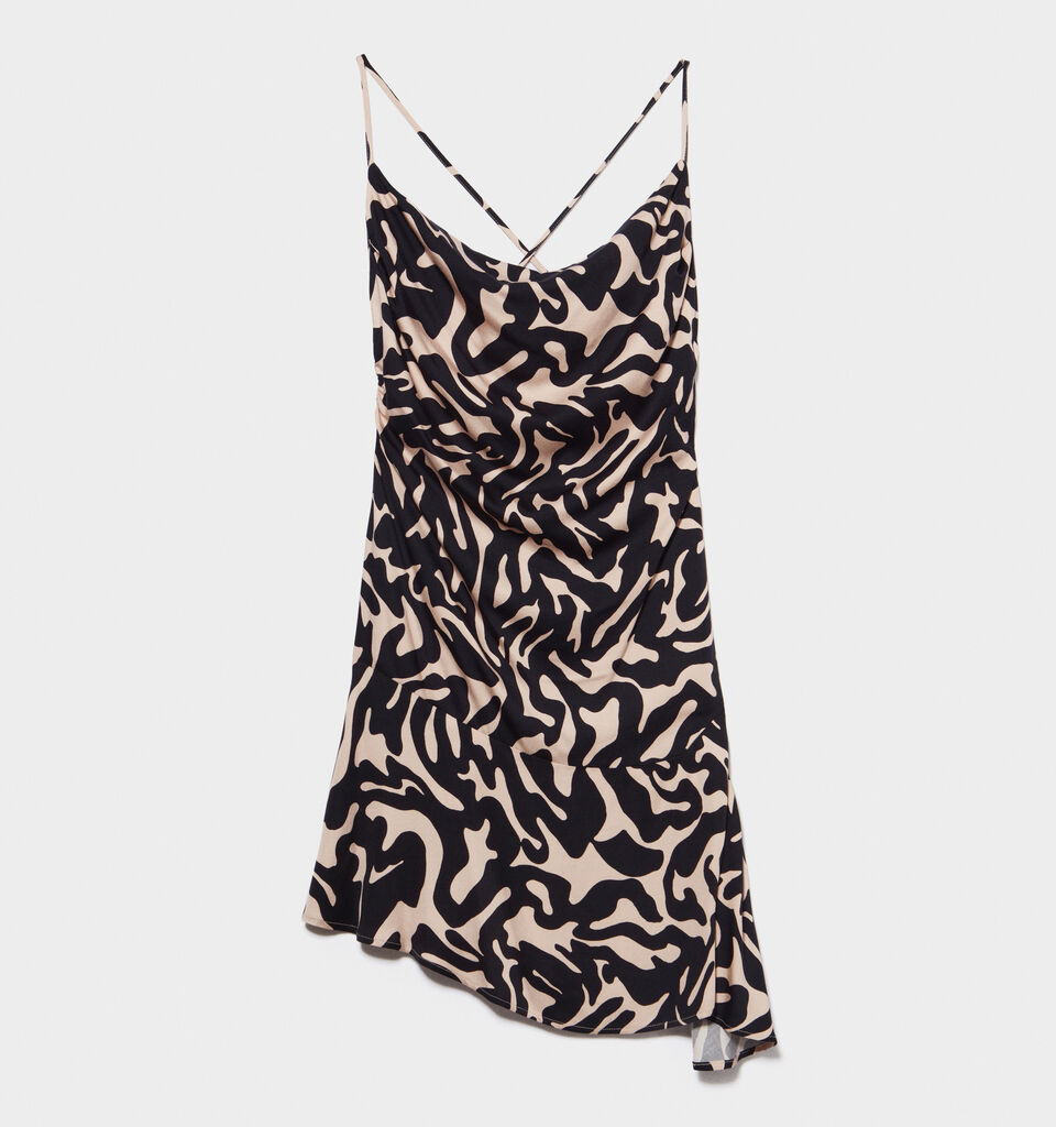 Printed dress with gathering - women's short dresses - Multi-color | Sisley image number 6